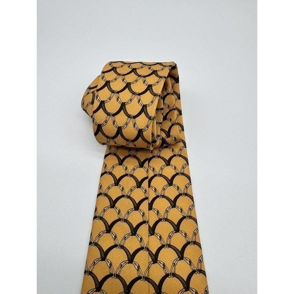 BROOKS BROTHER Men's 100% Silk Classic Necktie Made In U.S.A Yellow - Picture 7 of 7